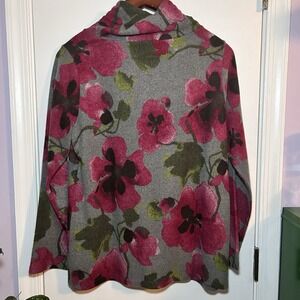 Trisha Tyler Mock Neck Poppy Print Women's Large Sweater